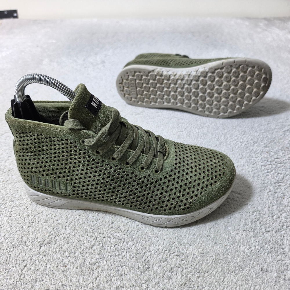 NOBULL Mid Trainer Mens 8.5 Olive Green Perforated Suede Training Shoes‎